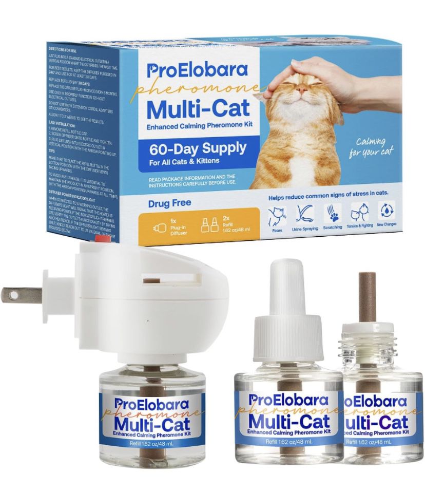 Cat Calming Pheromone Plug Diffuser: Enhanced Multicat Calming Pheromones Diffusers - Multi Cat Calm Anti Anxiety Pheromone Diffuser for Cats Stress R