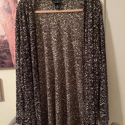 Plus Size Womens brown/white cardigan size 1X pre-owned 