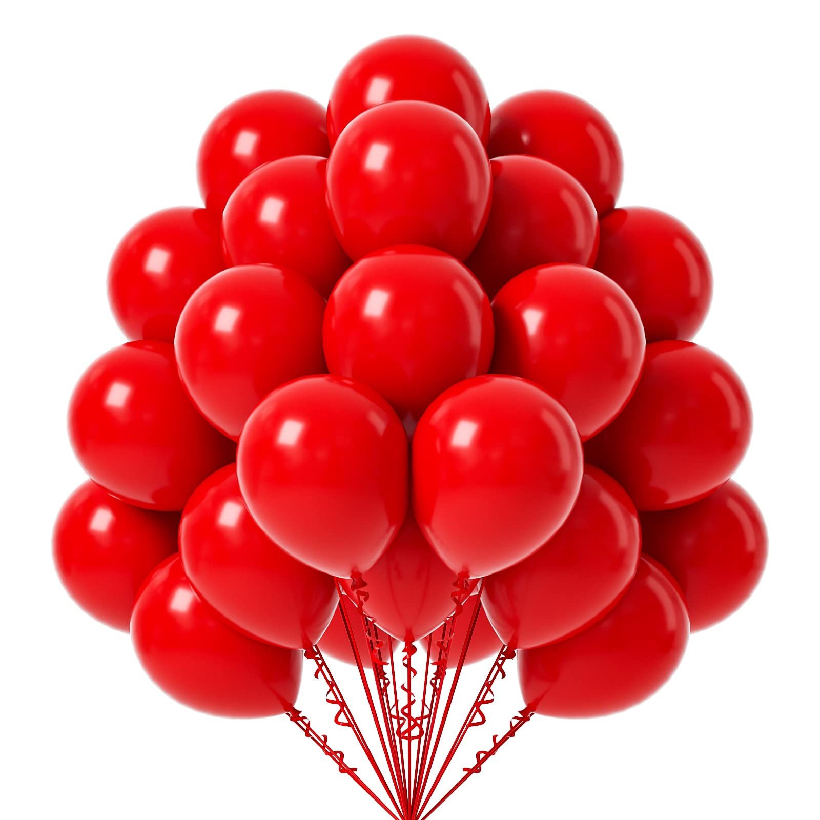 FOTIOMRG Red Balloons, 50 Pack - 12 Inch Latex Party Balloons For Birthday, Graduation, Baby Shower, Valentines, Christmas, Wedding Parties (With Red 