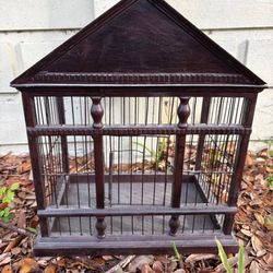 Beautiful Vintage Brown Wood BIRDCAGE.  GREAT with MCM, Asian, Palm Beach Hollywood Glam, Antique & More! Different Cages For Sale. 