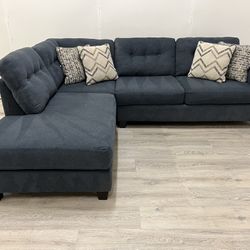 Free Delivery- Navy Sectional Couch w/ Chaise