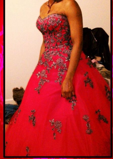 Formal pink and black ball Dress $100 or OBO