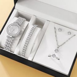 Women’s Silver Watch Jewelry Set