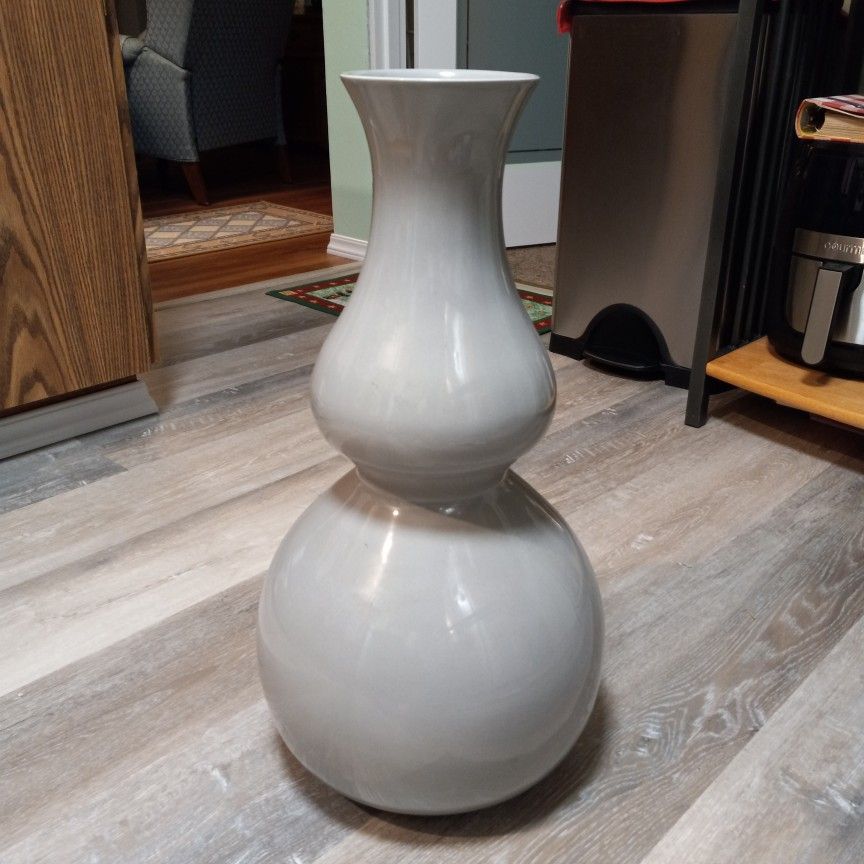 Tall Light Gray Floor Vase