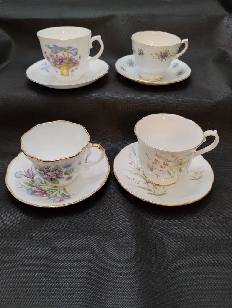 Bone China Cups And Saucers Set Of 4