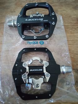 BUCKLOS PD M-680 MTB MOUNTAIN BIKE PEDALS ALUMINIUM 9/16" CLEATS DUAL CLIPESS