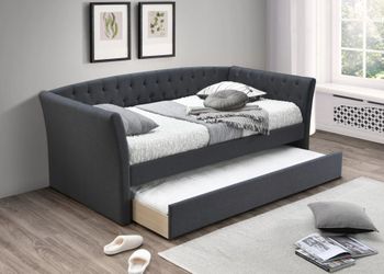 Brand New Dark Grey Twin Size Daybed w Trundle Bed