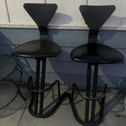 Set Of 2 Bar Stools Counter Height  Black Color 