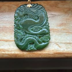 Hand Carved Dragon Phoenix Jadeite