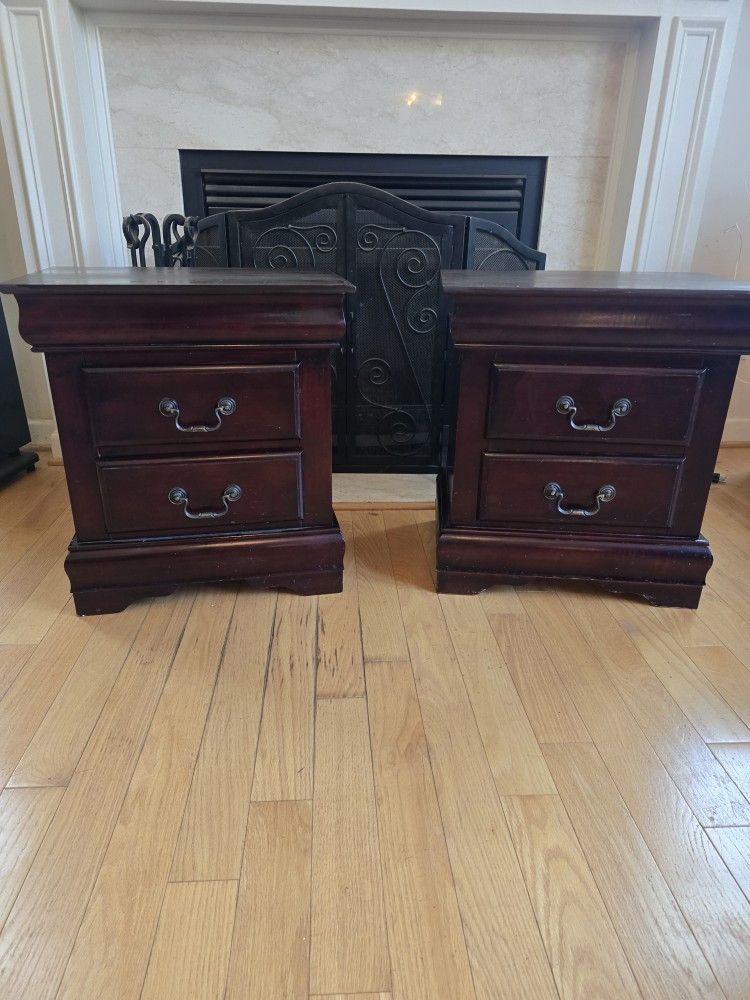 Matching Side Tables With Double Drawers