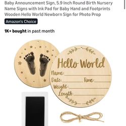 Baby Announcement Sign With Footprint 