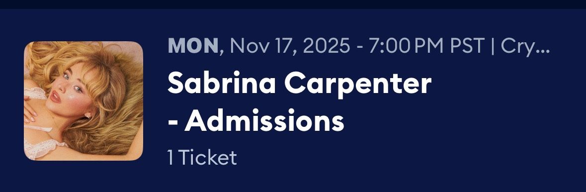 Sabrina Carpenter 11/17 MONDAY 