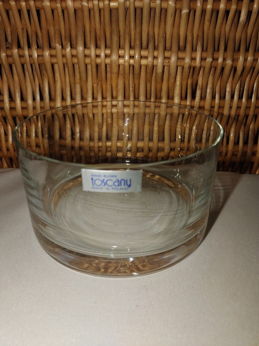 ROUND HAND BLOWN GLASS TOSCANY PILLAR CANDLE HOLDER