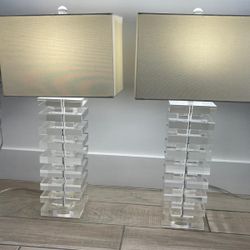 Lucite Table Lamp Set 