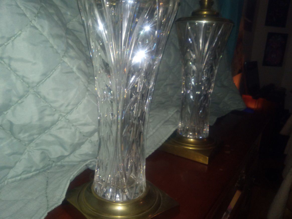 Waterford Crystal , Brass Lamp Pair ( 2 ) 