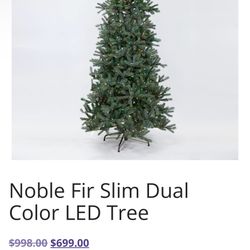 7.5 ft Slim Noble Fir Christmas Tree – Pre-Lit –