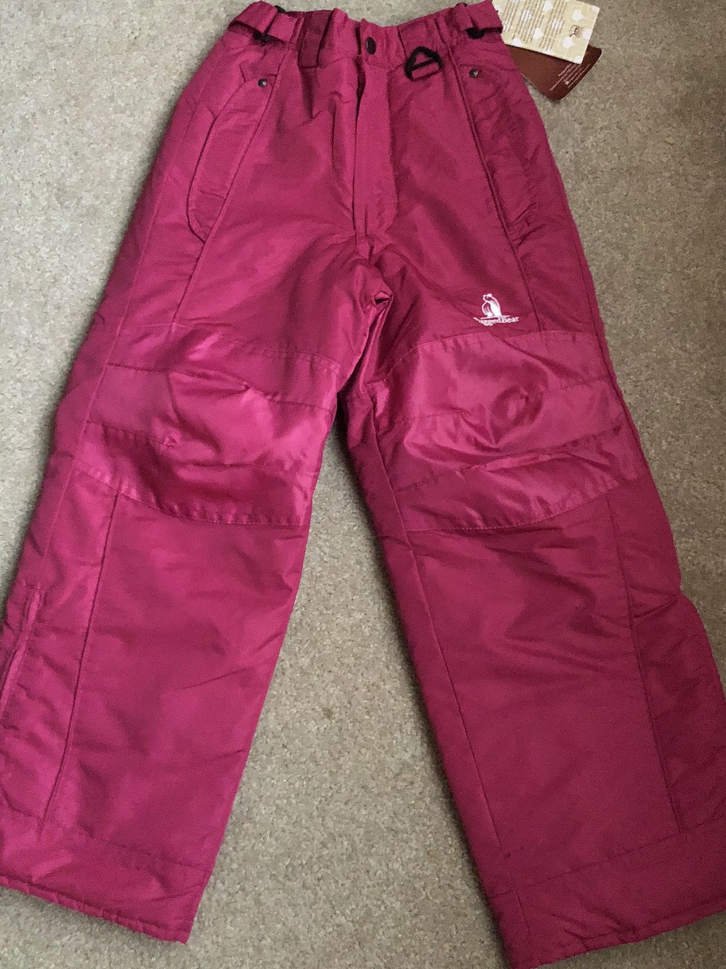 New Snow Pants Girls 7-8 Pink Rugged Bear New With Tags