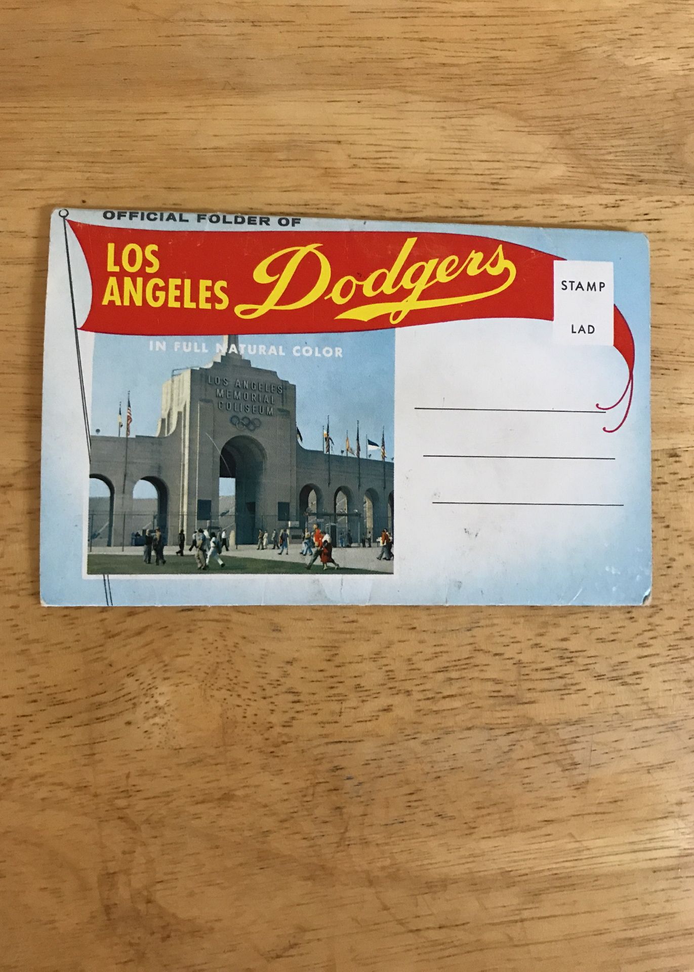 Los Angeles Dodgers (Rare)1958 Memorial Coliseum Fold Out Postcards (Mint Condition)