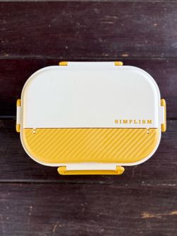 Simplism White/Yellow Bento Lunch Box 4 Compartment Plastic/Steel