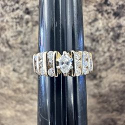 14k Marquise Diamond Ring Size 6.5