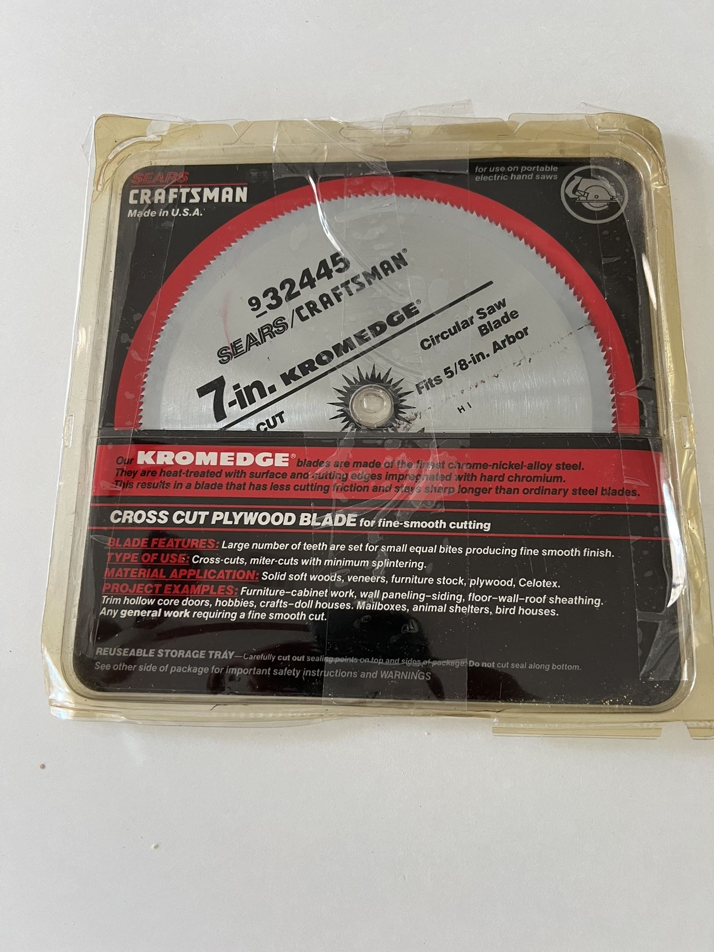 Sears CRAFTSMAN KROMEDGE 7" Ply-Tooth Saw Blade 5/8 Round Arbor #9-32445 NEW!