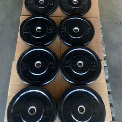 Olympic Rubber Bumper Plates 230lbs | 7ft 45lbs Olympic Barbell W/ Clips | New In Boxes | Gym Equipment | Fitness 