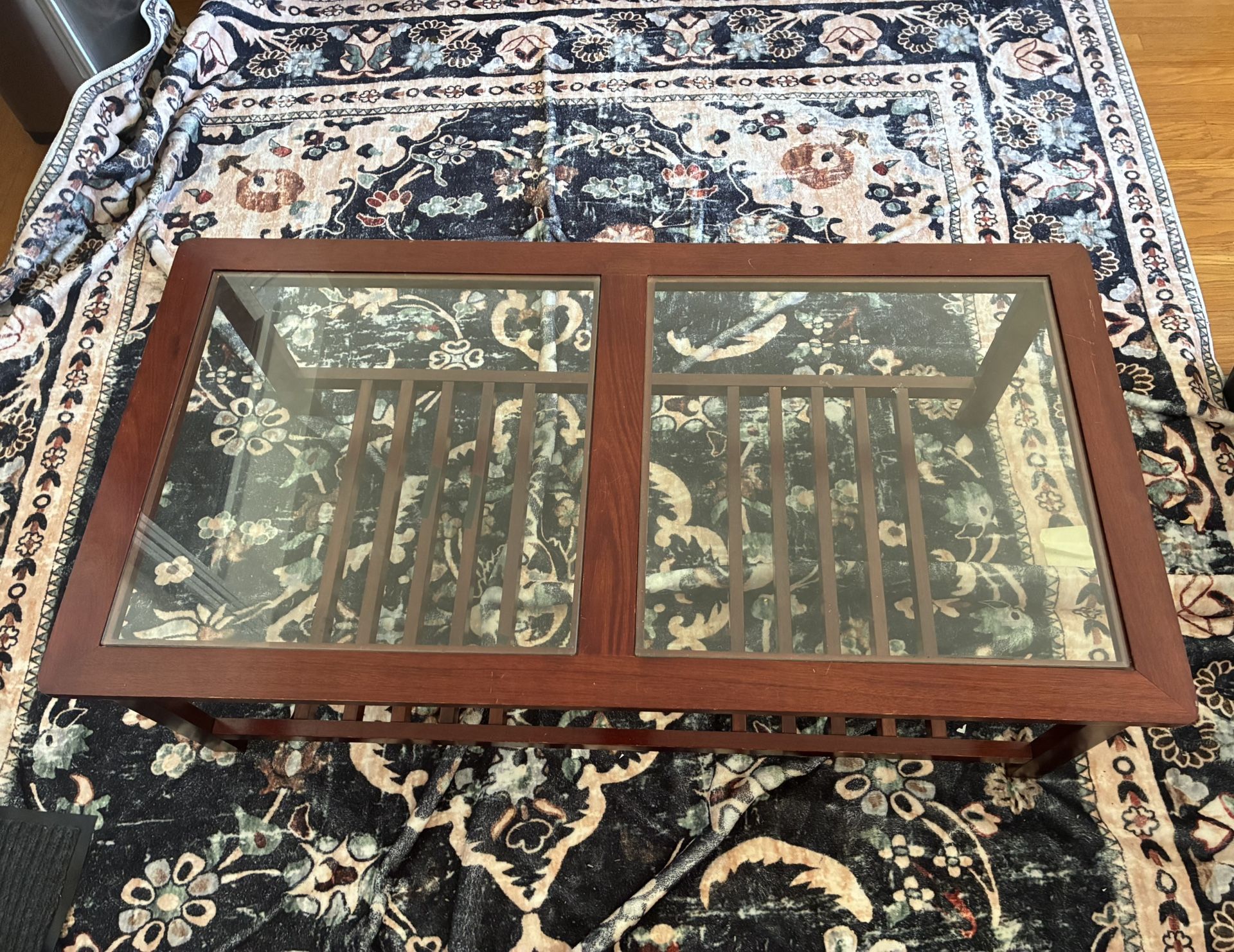 Cherrywood And Glass Coffee Table