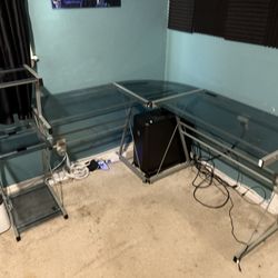 Glass L Desk