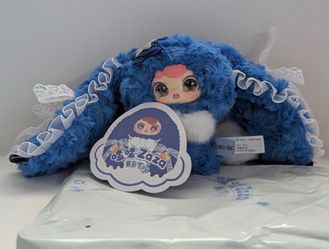 ZAZA BB TOY Soft Little Cloud Plush Pendant- blue bunny with AB glitter eyes