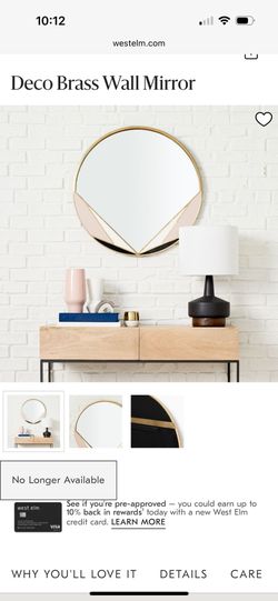 West Elm 30” Round Deco Brass Mirror-New In Box