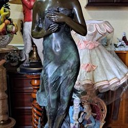 Bronze Statue Marble Base 32”inch Tall 