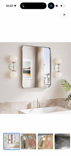TokeShimi 16x20 Brushed Nickel Bathroom Vanity Mirror – Tempered Glass & Metal Frame