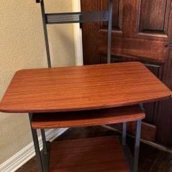 Rolling Tiered Computer Desk w/ Slide Out Keyboard & Printer Shelf