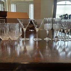 Vintage Crystal Glass Set (Cups, Wine & Martini Glasses)