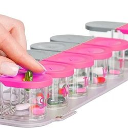 Sagely Smart XL Weekly Pill Organizer Pink/Grey