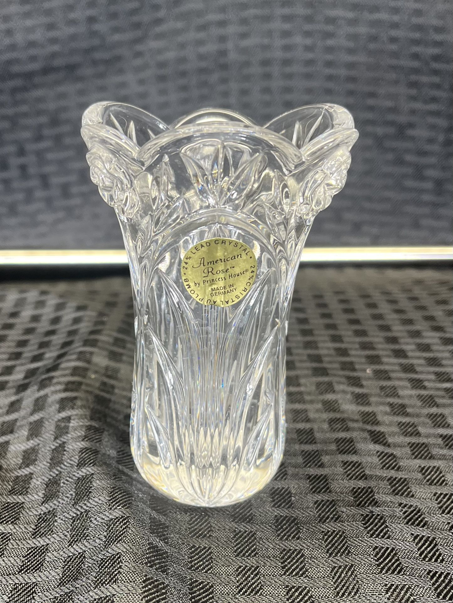 Vintage 24% Lead Crystal American Rose Princess House Vase