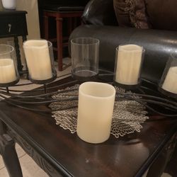 Candles Light Up $15 Middle One Needs To Be Put With Out Glass