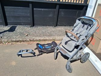 Nuna stroller, carseat adapter, and base