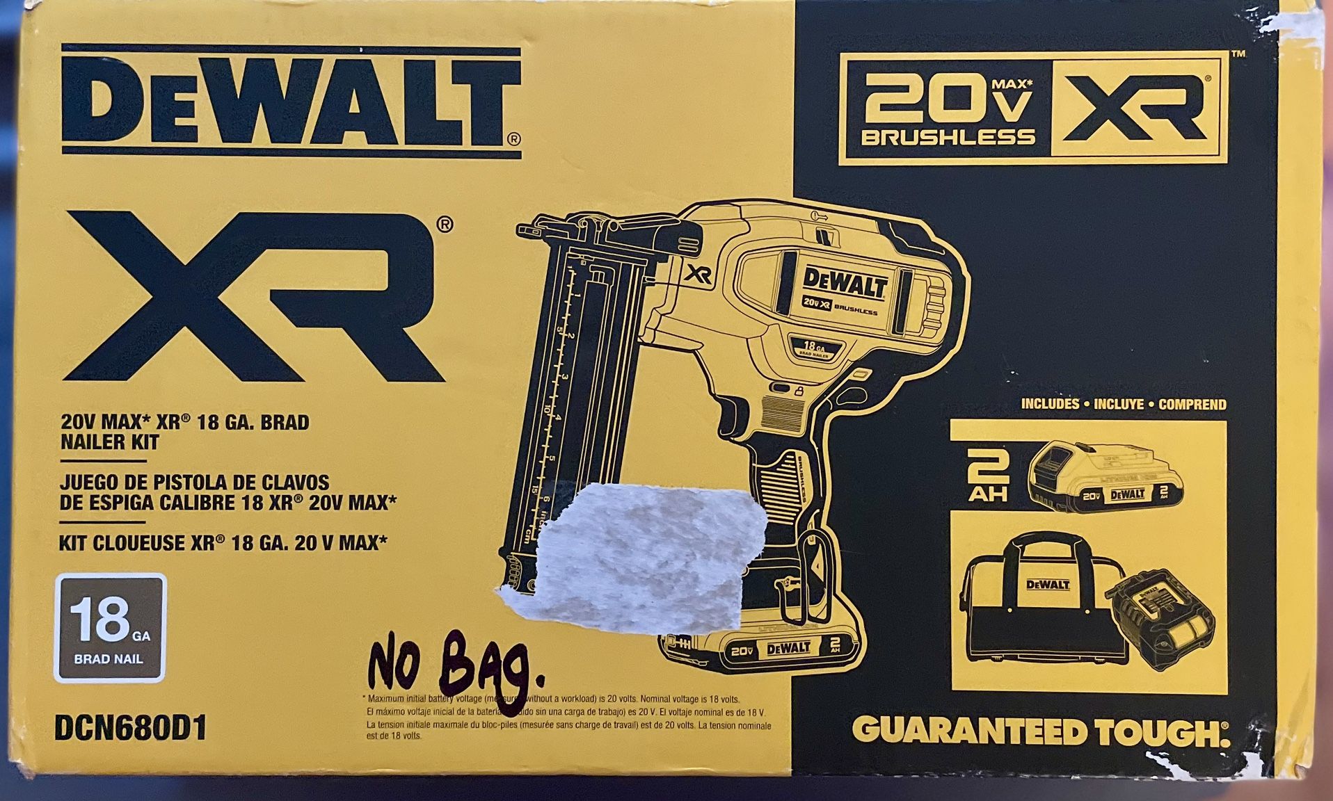 DeWalt XR 18 Ga brad nailer