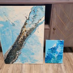 *NOT $1* ASSORTED BLUE CANVAS ART DIFFERENT SIZES AND PRICES 