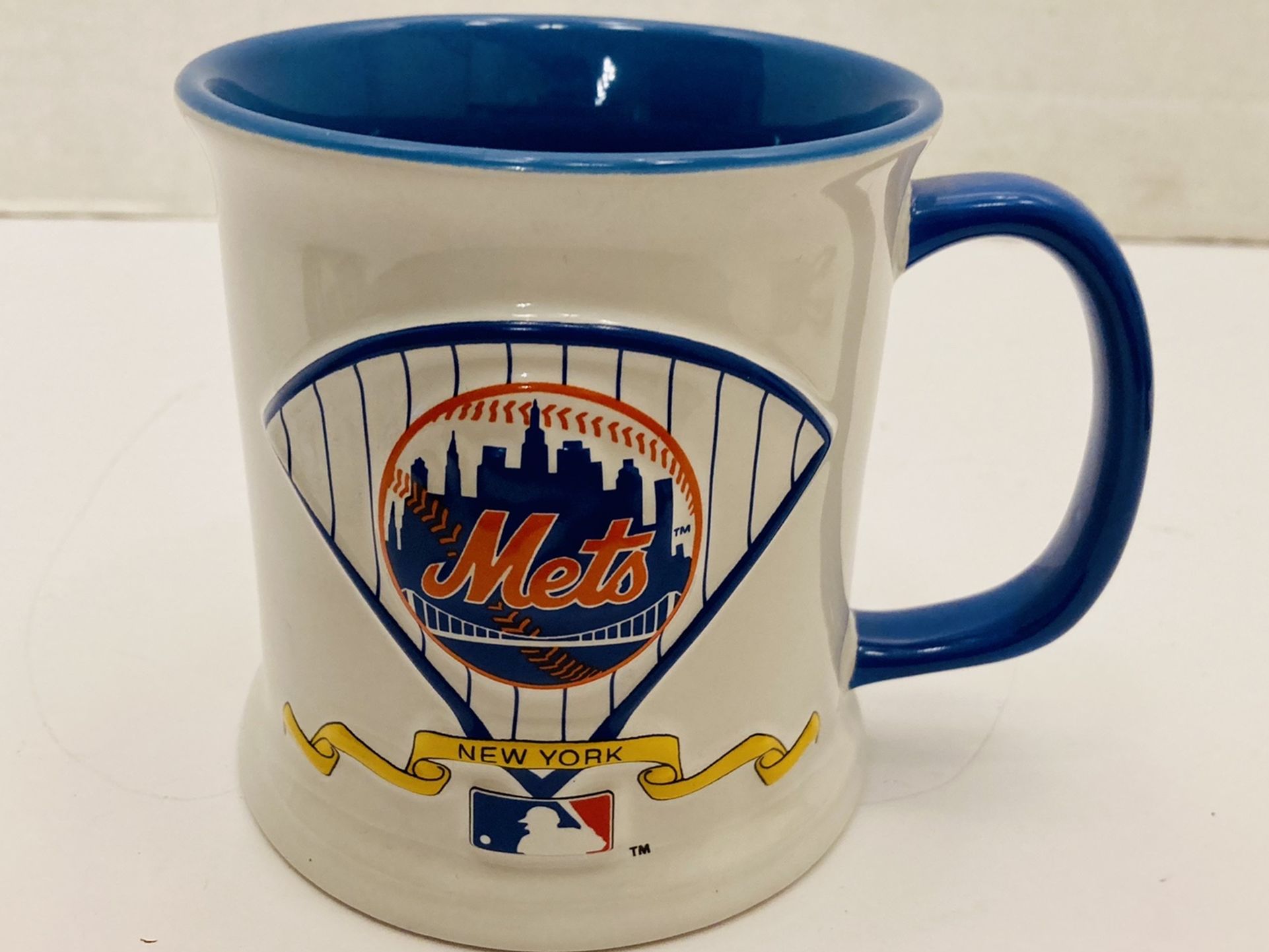 New York Mets Baseball 16oz 3D Embossed Logo Stoneware Ceramic Coffee / Tea Mug