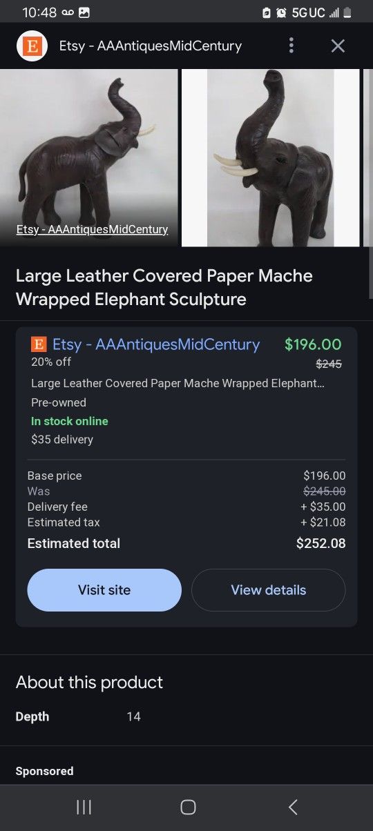 Elephan Paper Mache Leather Cover Figures