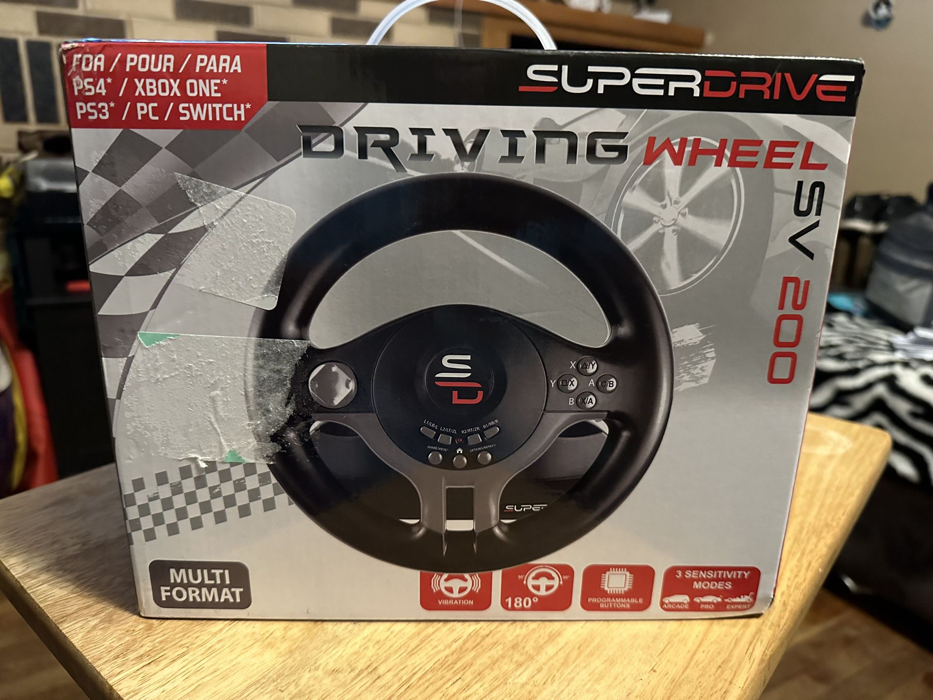 Superdrive SV200 Driving Wheel With Paddle Shifters And Pedals, NEW 