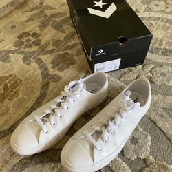 Converse White Leather Shoes 8 Mens 10 Womens (WORN ONCE)