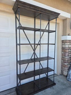 Industrial Wood and Metal Etagere Bookshelf