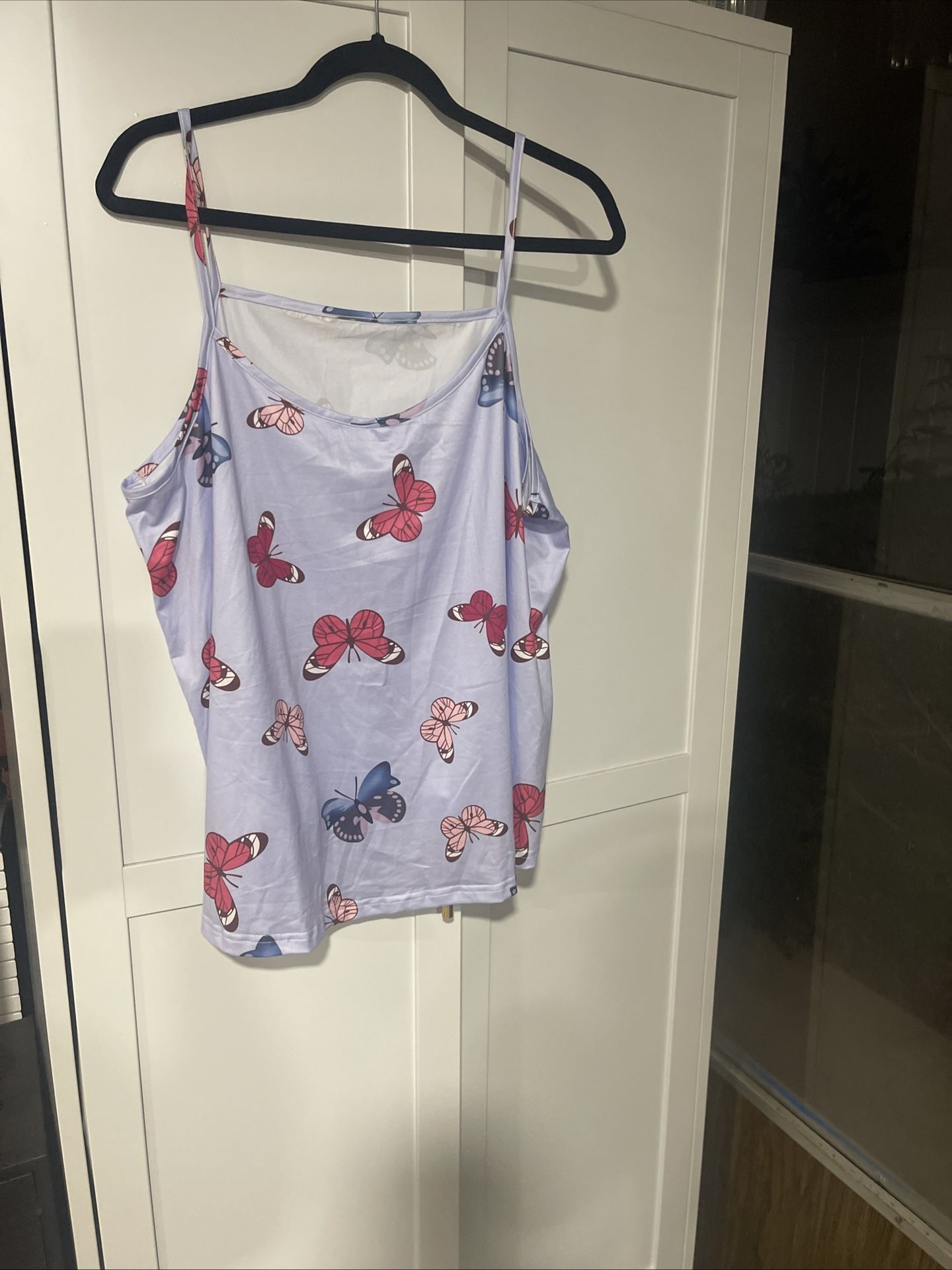 2pc Pajama Se 3XL Purple with Butterfly Print  Sleeveless Top With Shorts