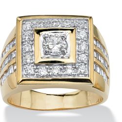 Men's 2.18 TCW Cubic Zirconia Square Ring 14k Yellow Gold-Plated 