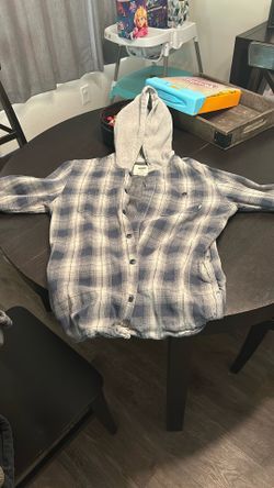 Vans Grey And Blue Hooded Flannel