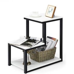 3-Tier Sofa Side Table, Nightstand with Storage Shelf