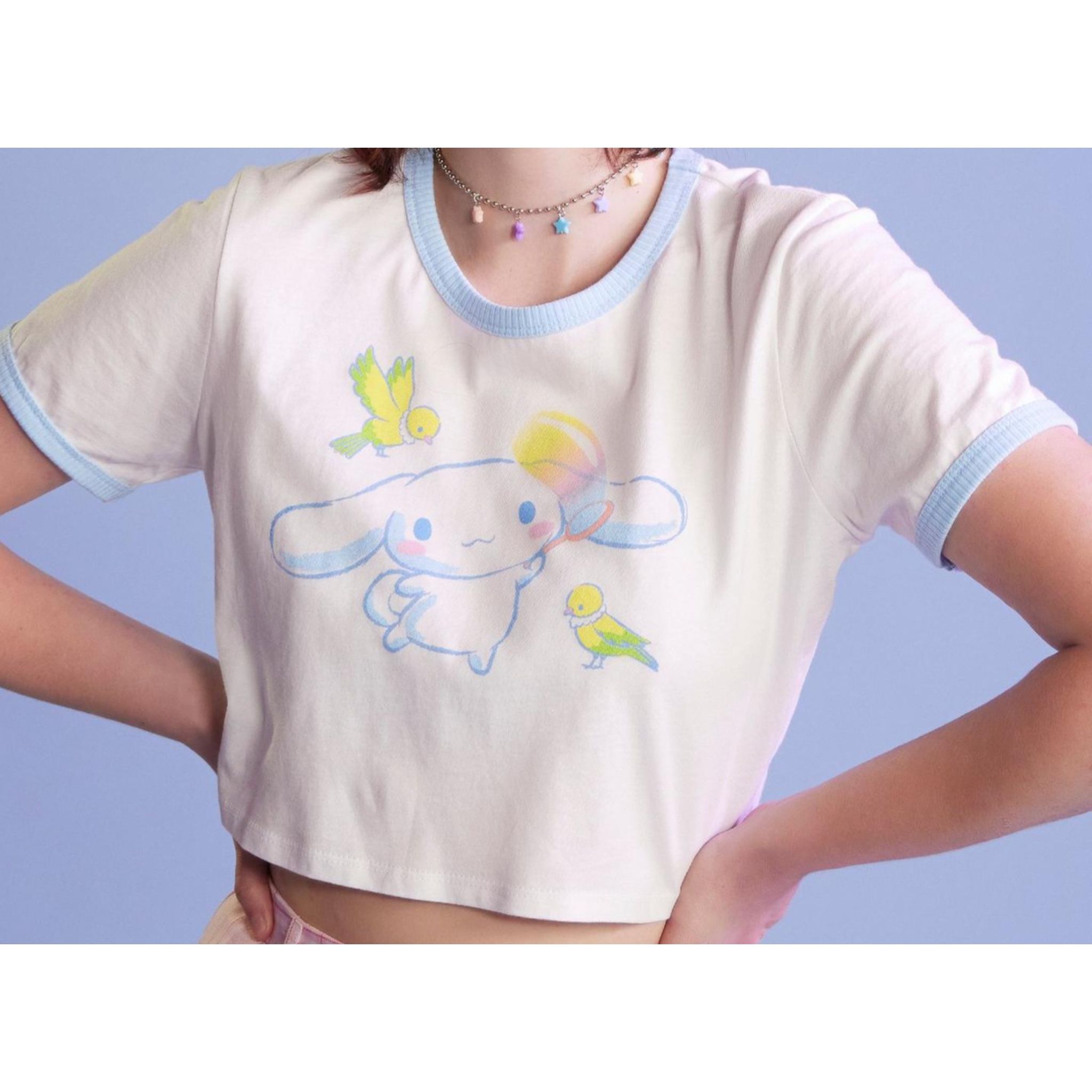 Large Cinnamoroll Birds Girls T-Shirt Crop Top